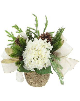 Creative Displays Inc. Christmas Holiday Arrangement With White Hydrangeas & Bows