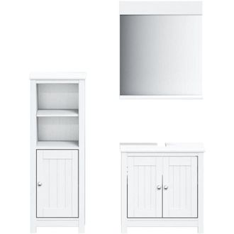 vidaXL Vidaxl - Juego De Muebles De Ba&ntilde;o Berg 3 Pzas Madera Maciza Pino Blanco