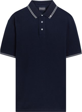 Emporio Armani Piqu&eacute; Stretch-cotton Polo Shirt - Navy - Xxl