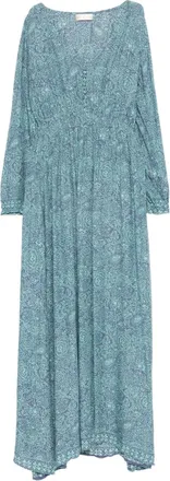 Natalie Martin buttoned printed shangri dress - women - Rayon - S - Blue