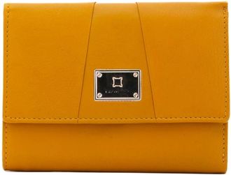 Laura Biagiotti Compact Button Portemonnee - Dames - Portefeuilles - Geel - ONE Size - Leer - Accessoires