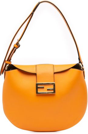 Fendi Pre-owned Womens Small Leather Croissant Hobo Bag - Orange - One Size