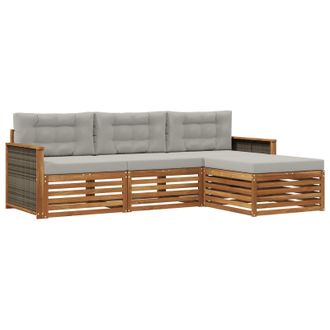 vidaXL Set Di Divani Da Esterno 4 Pz Naturale E Grigio Chiaro Vidaxl