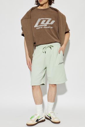 Off-white T-shirt With Printed Logo, Mens, Brown