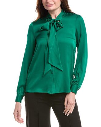 Elie Tahari Silk-Blend Button Blouse