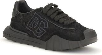 Dolce & Gabbana Womens Black Calf Leather Bos Taurus Chunky Sneakers