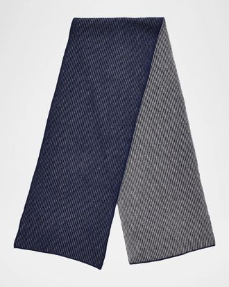 Brunello Cucinelli Men & apos;s Vanise Cashmere Ribbed Scarf