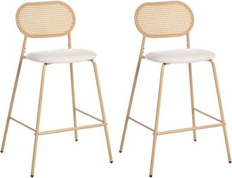 Beliani Set of 2 Bar Chairs ADAVER Light Brown