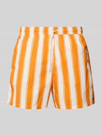 Tommy Hilfiger Regular Fit Badeshorts mit Allover-Muster in Orange, Gr&ouml;&szlig;e XXL