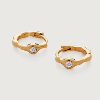 Monica Vinader Gold Siren Diamond Huggie Earrings Diamond