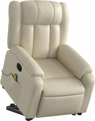 vidaXL Vidaxl - Sill&oacute;n Reclinable De Masaje De Pie Cuero Artificial Color Crema