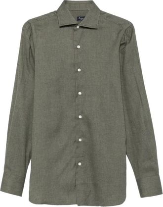 Finamore Tokyo Simone Shirt - Heren - Overhemden - Groen - Maat: M Katoen