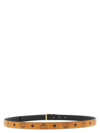 MCM Logo Buckle Monogram Belt - Tan