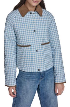 Levi's Quilted Barn Jacket in Light Blue/White Gingham at Nordstrom, Size X-Large