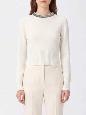 Pinko Barlino Slim Fit Wool-Blend Jumper with Embroidery and Rhinestones