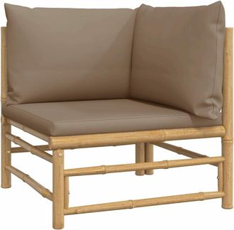 vidaXL Sof&aacute; Esquinero De Jard&iacute;n Bamb&uacute; Con Cojines Gris Taupe Vidaxl