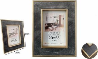Trade Shop Trade Shop - Cornice Portafoto Per Foto Poster Quadri Tele 20x25cm Grigia Con Bordi Oro 70308