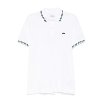 Lacoste Polo Shirts, male, White, Size: L/XL Off-White Polo Shirt with Accent