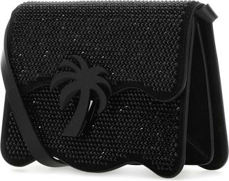 Palm Angels Womens Beaded Calf Crossbody Bag Black