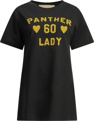 Valentino Panther Lady Grafisch T-shirt - Dames - T-shirts - Zwart - M - Katoen - Tops