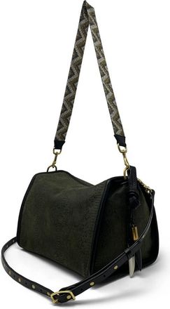 Kempton & Co. Python Ella Crossbody Bag In Olive Suede