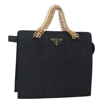 Prada Vintage Handbag Tessuto Navy Nylon Handbag (Pre-Owned)