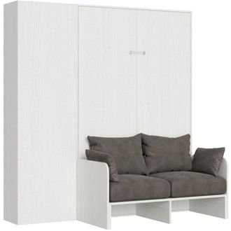 Itamoby Letto matrimoniale francese a scomparsa 140 verticale Sof&agrave; con colonna - kentaro - Colore: Bianco Frassino
