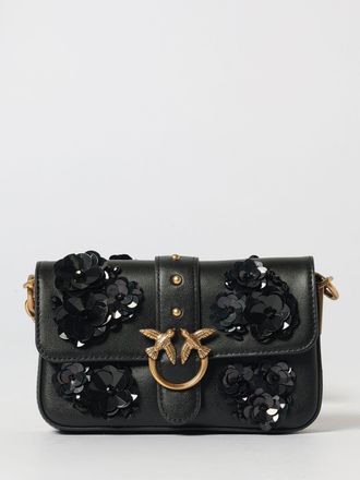 Pinko Borsa Baby Love Bag Slouchy Pinko in pelle con fiori gioiello
