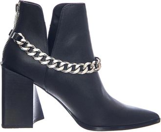 Steve Madden Enkellaarsjes - Dames - Laarzen met Hak - Zwart - 39 EU - Leer - Schoenen