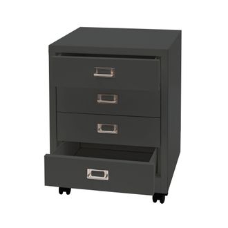 Hhg Hhg - Roll Container 423, Cajonera Armario Archivador De Acero, Metal 55x40x41cm 4 Cajones, Gris Oscuro