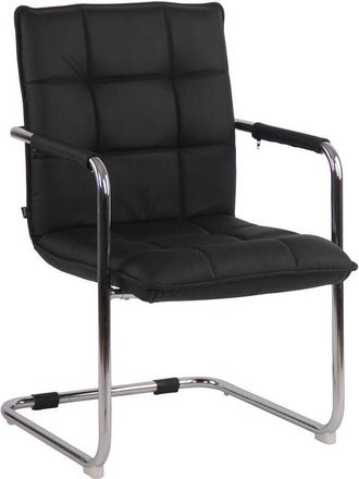 Clp Silla De Conferencia Gandia En Cuero Auténtico Negro Cromado