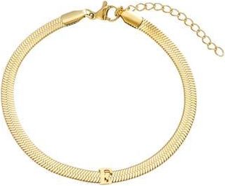 Adornia 18k Gold Plated Initial Herringbone Chain Bracelet in Gold-E at Nordstrom Rack