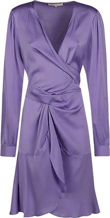 Nouvelle/Silk95Five Wrap Kleedjes - Dames - Wikkelkleedje - Paars - M - Kleedjes
