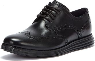 Cole Haan OriginalGrand Wing Oxford Mens Black/Black Brogue Shoes Leather - Size UK 7.5
