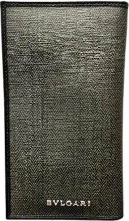 Bulgari Pre-owned Wallets, male, Gray, Size: ONE SIZE Pre-owned Weekend PVC Leather Long Wallet