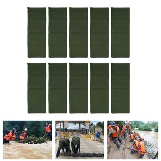OEM Protecci&oacute;n Contra Inundaciones Fabricada En Poli&eacute;ster 600d - Juego De 10 Bolsas Reutilizables De Protecci&oacute;n Contra La Intemperie (25x70cm, Verde Oscur