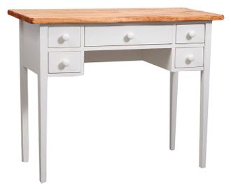 Biscottini International Biscottini - Mesita Escritorio De Colgar De Madera Maciza De Tilo Armaz&oacute;n Blanco Envejecido Acabado Con Efecto Natural