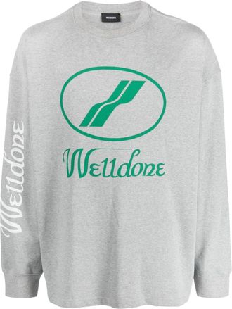 We11done logo-print cotton jersey - unisex - Cotton - L - Grey