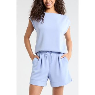 Zella Ultra Soft Knit Gathered Shoulder Top in Blue Stork at Nordstrom, Size Xx-Large