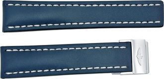 Breitling Strap styled in Blue Leather and White Stitching 22-20mm