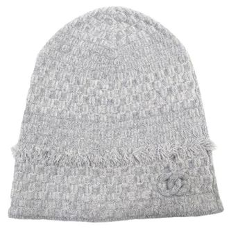 Chanel Pre-owned Coco Mark Cashmere Gebreide Muts - Heren - Pre-owned - Grijs - Maat: ONE Size Kasjmier