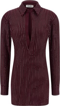 The Attico Maroon Rhinestone dress