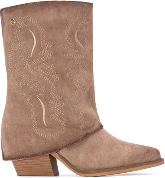Xti Womens Suede Foldover Booties By XTI
