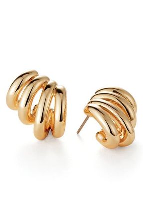 JENNY BIRD Monroe Rib Hoop Earrings in High Polish Gold at Nordstrom