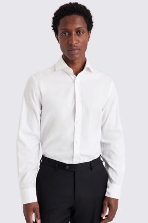 Moss Tailored Fit White Textured Shirt