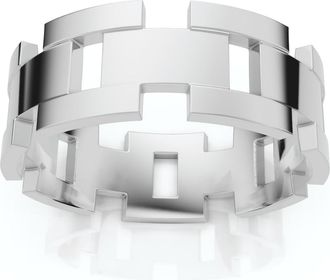 Pompeii3 Mens Calvin 8mm Interlocked Wedding Band 10k Gold Band