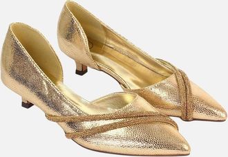 XY London Womens XY London Womens/Ladies Kirsty Rhinestone Kitten Heel Court Pumps - Gold - Size: 6