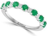 Effy Sterling Silver Emerald & Diamond Ring in Green at Nordstrom Rack, Size 7
