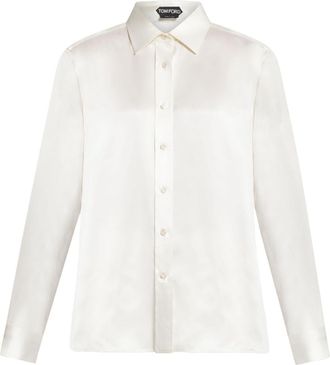 Tom Ford long-sleeve silk shirt - women - Silk Satin - 46 - White