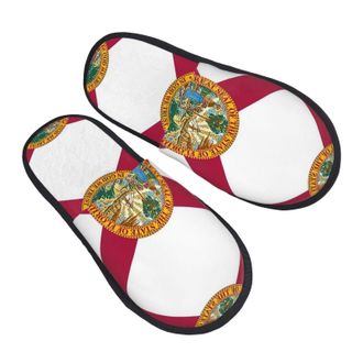Generic Florida State Flag Men Women House Shoes Fluffy House Slippers Non-Slip Sliders For Bedroom Winter Outdoor L